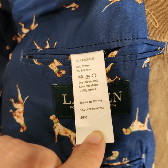 LRL Ralph Lauren Brown Corduroy Sport Coat Jacket Blazer 46R Elbow Patch Dog - Picture 5 of 16